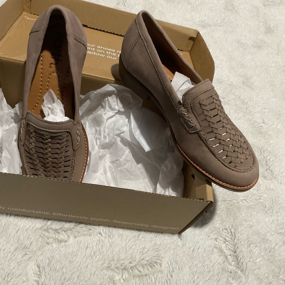 Earth Taupe Suede Slip On Flats - Picture 2 of 7